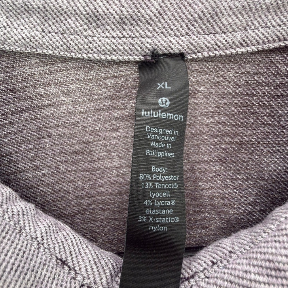 Lululemon Mens XL Heathered Purple Gray Short Sleeve Polo Shirt Stretch Athletic - Picture 5 of 11